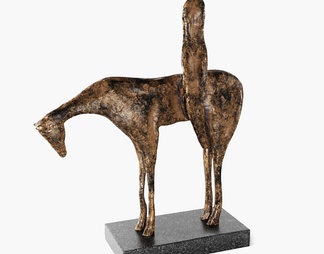 铜质马人物雕刻摆件