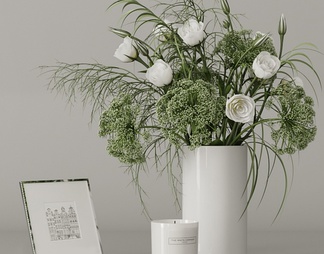 花瓶花艺 黑种草3d模型下载【id:611068】