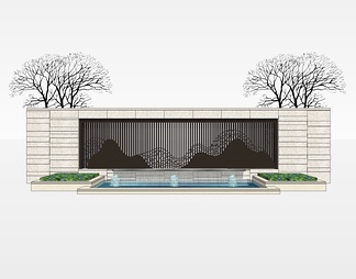 山水景墙su模型下载【id:638983】