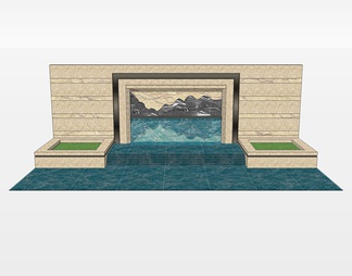 山水景墙su模型下载【id:639145】