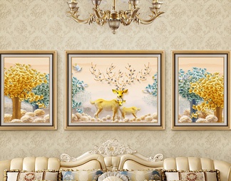 鹿框画 装饰画