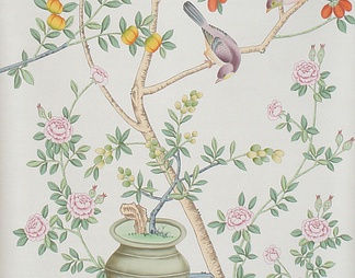 花鸟壁画壁纸贴图