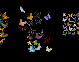 创炫彩蝴蝶花朵CAD图库