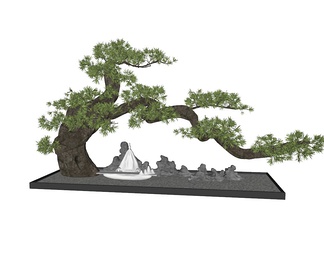 松树盆景 松树盆景SU模型下载【ID:699109】