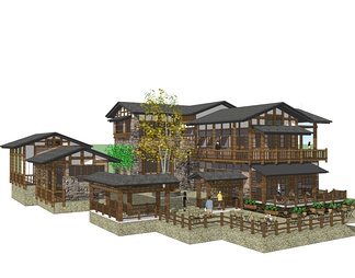 山地度假民宿酒店山庄 山地度假民宿酒店山庄SU模型下载【ID:727128】