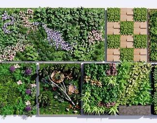 植物墙绿植墙 景观墙 植物墙绿植墙 景观墙SU模型下载【ID:730176】