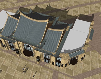 古式商业楼建筑 古式商业楼建筑SU模型下载【ID:697973】