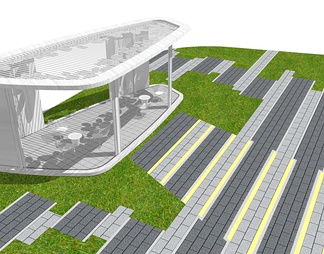 异形景观廊架公园构筑物su模型下载【id:744882】