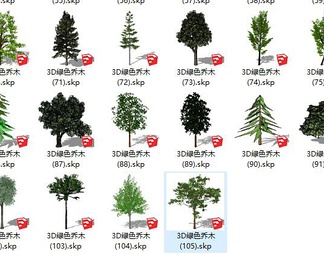 3D乔木——绿色乔木（105个）