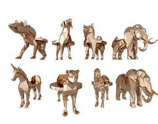 金属几何动物雕塑摆件