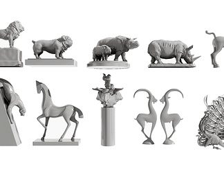 动物雕塑摆件组合