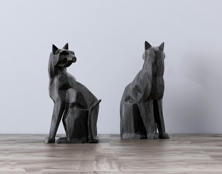 几何动物 狐狸 动物雕塑
