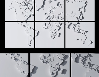 世界地图 浮雕壁挂件