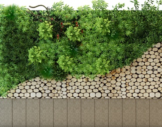 圆木绿植，植物背景墙