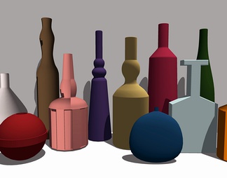 陶瓷器皿瓶罐组合su模型下载【id:809691】
