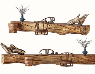 根雕 木头 木茶桌椅