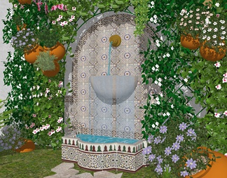 摩洛哥风庭院水景景观