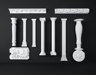 白色石膏雕花柱子组合