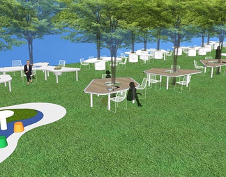 公园景观桌椅组合  林下树桌 公园构筑物 树池