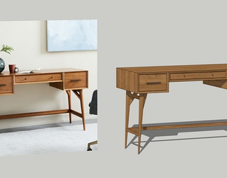 书桌  原木书桌 木桌 抽屉桌子
