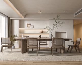 餐厅，客厅，餐桌椅，画，摆件3D模型3D模型下载【ID:836694】