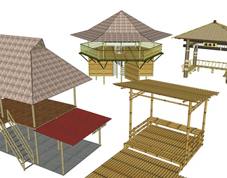 竹木结构观景亭