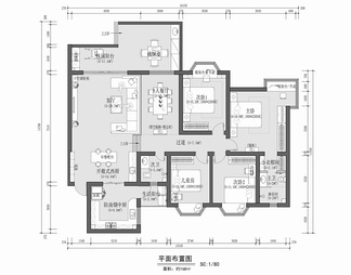 168㎡四居室大平层私宅家装CAD施工图  港式  家装 大平层 样板房