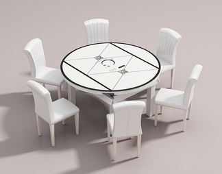 餐桌椅组合 餐椅 靠背椅 圆形餐桌