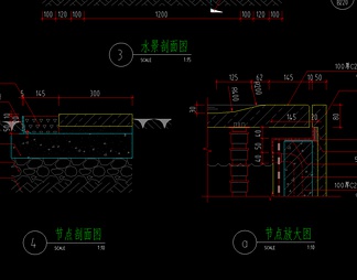 水池水景施工图 水池大样 水池详图 水景详图 水景大样图