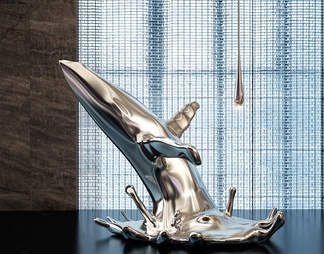 金属鲸鱼雕塑摆件