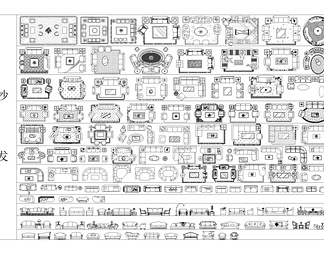 平立面图库（沙发，餐桌，灯具，五金，洁具，书桌，罗马柱，节点大样，图例，汽车，植物，装饰品）