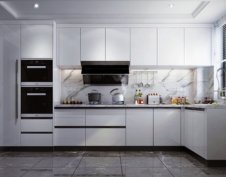 白烤漆橱柜 厨房 电器