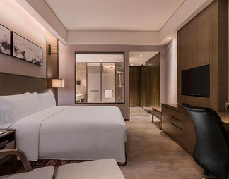 希尔顿酒店标准大床房CAD详细施工图  酒店客房
