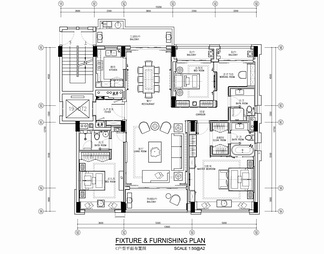 160㎡大平层私宅CAD施工图 家装 样板房