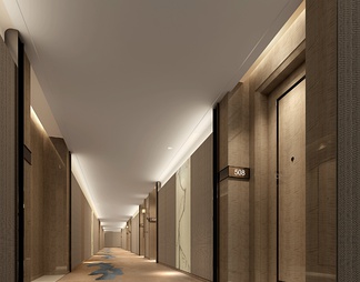 CCD-某酒店客房走廊CAD施工图施工图+效果图 走道 过道 过厅
