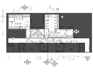 某大厦商业办公裙楼（1-4层）内装CAD施工图  办公大堂  商业公区  电梯厅 商业走廊 公共卫生间