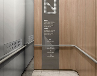 某办公楼电梯轿厢CAD施工图+效果图  电梯轿箱