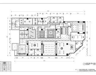 680㎡办公会所CAD施工图+效果图  办公室 办公会所 办公空间