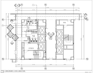 某办公大楼大堂公区电梯厅公共卫生间CAD施工图+效果图