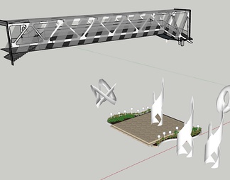异形曲面雕塑，莫比斯环，钢结构大桥SU模型SU模型下载【ID:955290】