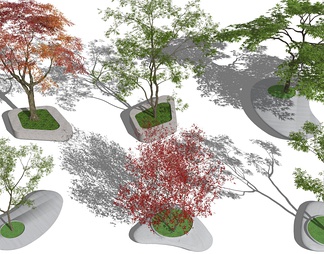 樹池景觀樹su模型下載【id:963708】