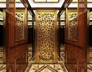 电梯 电梯间 灯 木纹