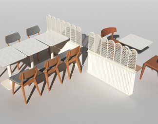 咖啡厅餐桌椅 屏风隔断