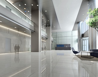 1300㎡办公楼大堂电梯厅CAD施工图+效果图  大堂 电梯厅 公区