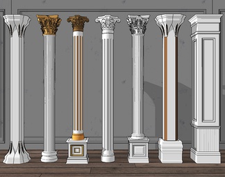 雕花描金罗马柱