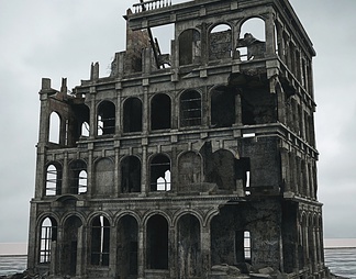 欧洲城市废墟废弃建筑