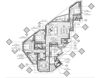250㎡大平层私宅CAD施工图+效果图+方案文本 家装 豪宅 样板房 家居