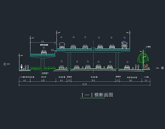 高架道路的绿化断面