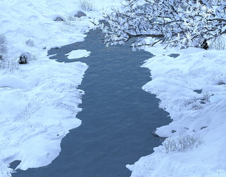 河道雪景景观