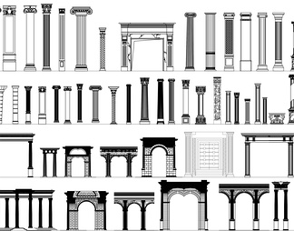立面罗马柱施工图_CAD图纸